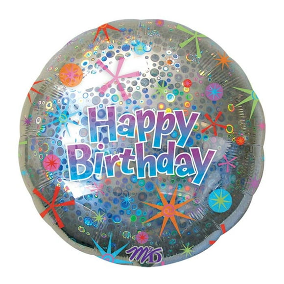 Anagram International Holographic Circles Birthday Balloon, 32", Multicolor
