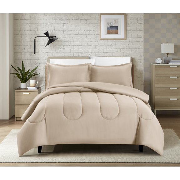 Swift Home Luxury 6 Piece Bed in a Bag, All Season Complete Bedding Set, Twin/ Twin XL, Taupe