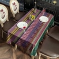 thumbnail image 6 of Purple Boho Tribal Stripes and Hearts Pattern Rectangle Tablecloth 60"x120",Waterproof Polyester Rectangle Table Cloth, Wipeable Spillproof Polyester Tablecloth for Dining, Camping, Indoor and Outdoor, 6 of 6