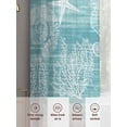 thumbnail image 5 of Turquoise Coastal Sheer Curtains 54 Inch Length 2 Panels Set, Nautical Coral Starfish Shell Seahorse Ocean Voile Window Treatment Rod Pocket Short Kitchen Curtains Drapes for Bedroom 52"x54"x2, 5 of 7