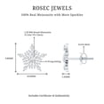 thumbnail image 4 of Rosec Jewels Snowflake Earrings with Moissanite (D-VS1 Quality) - Certified Moissanite Stud Earrings for Women - Ready to Gift, 10K White Gold, 4 of 6