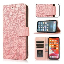 For Samsung Galaxy S10E Case, Premium Leather Magnetic Closure Flip Wallet Case with Card Holder Cash Slot Stand Function Embossed Flower Pattern Slim Shockproof Lanyard/Strap Cover,Rosegold