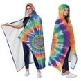 thumbnail image 2 of Wearable Blanket,Rainbow Tie Dye Mandala Pattern Hooded Wearable Flannel Blanket for Adults & Teens,Winter Poncho Shawl Wrap Cape Cozy Anti-Pill,60"x80", 2 of 5