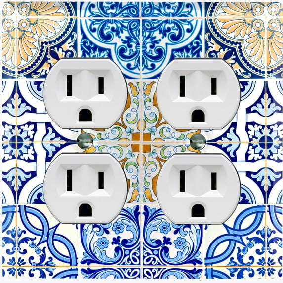 Metal Light Switch Plate Cover Elegant Mosaic Tile Pattern Collage TIL021