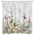 thumbnail image 3 of HVEST Butterfly and Flower Shower Curtain,Rustic Wild Flowers and Colorful Butterflies on Marble Bathroom Shower Curtain Herb Polyester Fabric Decor Curtain with Hooks, 69X70 inch, 3 of 7