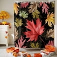 thumbnail image 3 of Autumn Red Maple Leaves Watercolor Shower Curtain for Bathroom, Gold Sketch Leaf Art Waterproof Shower Curtains Washable Quick Dry with Hooks Bathtub Curtains 72x72 IN, 3 of 6