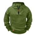 thumbnail image 6 of Boys Quarter Zip Trendy Hoodie Front Pocket Warm Casual Long Sleeve Kids Fall Pullover Sweatshirt Army Green 8, 6 of 8