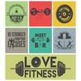 thumbnail image 3 of Fitness Duvet Cover Set, Lettering Words in Colorful Frames Get Fit Active Sportive Lifestyle Modern, Decorative 3 Piece Bedding Set with 2 Pillow Shams, Queen Size, Multicolor, by Ambesonne, 3 of 3