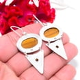 thumbnail image 4 of Yellow Tiger Eye - South Africa & Citrine Designer Handmade 925 Sterling Silver Earring 2.34" E83817, Christmas Gift, 4 of 4