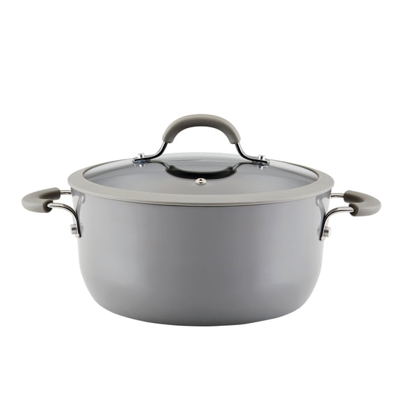Rachael Ray Cook Create 5 Quart Aluminum Nonstick Dutch Oven with Lid, Gray
