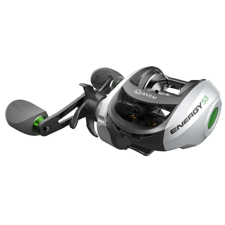 UPC: 0032784632214 | Quantum Energy S3 Baitcast Fishing Reel Size 100 Reel Right-Hand Retrieve Continuous Anti-Reverse Clutch Large EVA Handle Knobs 6.3:1 Gear Ratio 10 + 1 Bearings Silver/Black