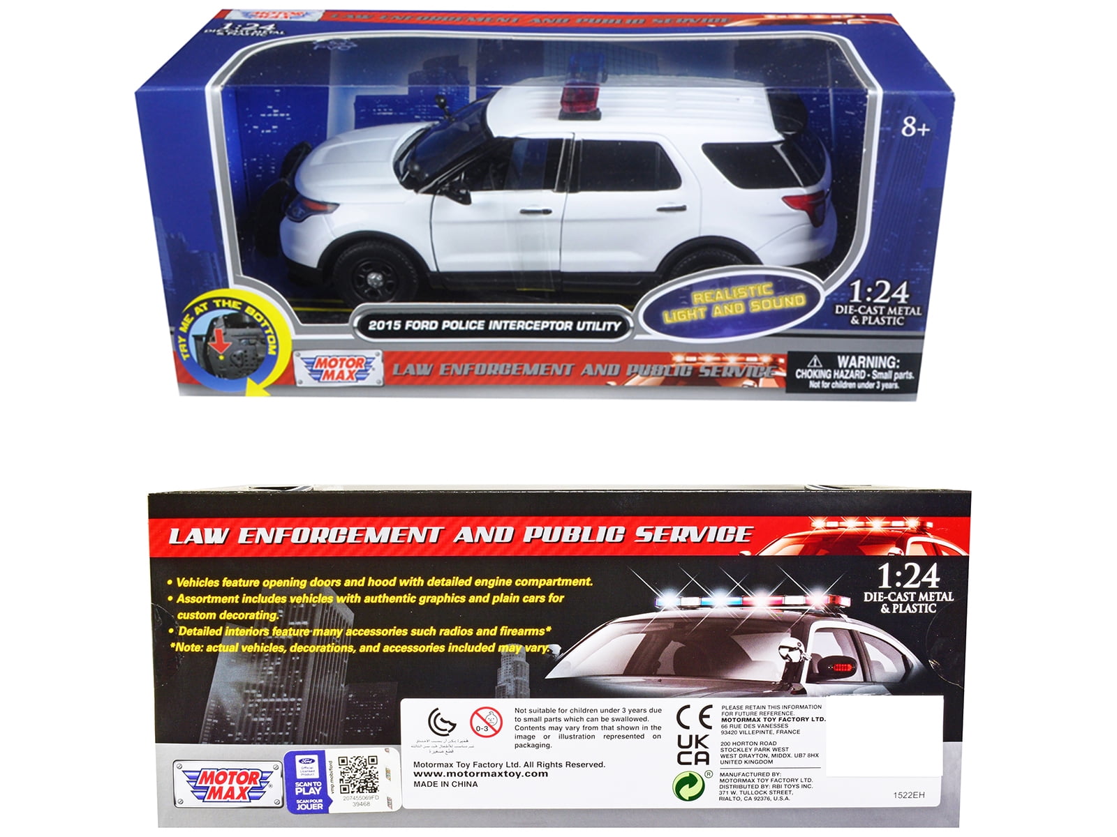 1978 Ford Bronco Fire Department Unmarked Red "Law Enforcement and Public Service" Series 1/24 Diecast Model Car by Motormax