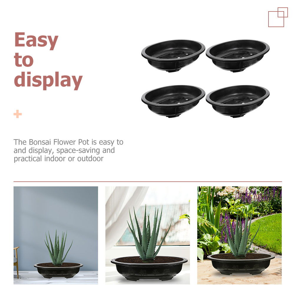 ETHZZLE Black Oval Planter Pots with Minimalist Style, PP Material for Indoor and Home Gardening Decor