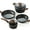 Black, variant on Vkoocy Pink Pots and Pans Set Non Stick, Ceramic Cookware Set Non-Toxic Kitchen Cooking Sets Induction Granite Pot and Pan