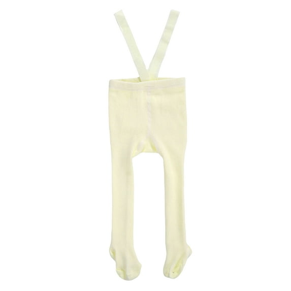Franhais Newborn Baby Suspender Overall Pantyhose Solid Color High Waist Ribbed Knit Tights