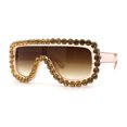 thumbnail image 3 of Large Rhinestone Show Sign Racer Shield Oversize Sunglasses Peach Brown, 3 of 4