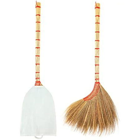 

Handmade Grass Thai Broom Extra Thick Bristle Brush Head Traditional Asian Whisk Sweeper Broomcorn + 100% Cotton Dust Cover
