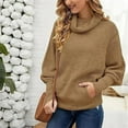 thumbnail image 4 of Foreseew Sweaters Women Solid Turtleneck Mock, Teepors Batwing Cowl Neck Sweater, Oversized Pullover with Pockets, 4 of 7