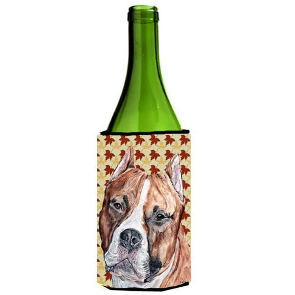 Staffordshire Bull Terrier Staffie Fall Leaves Wine bottle sleeve Hugger  24 Oz.
