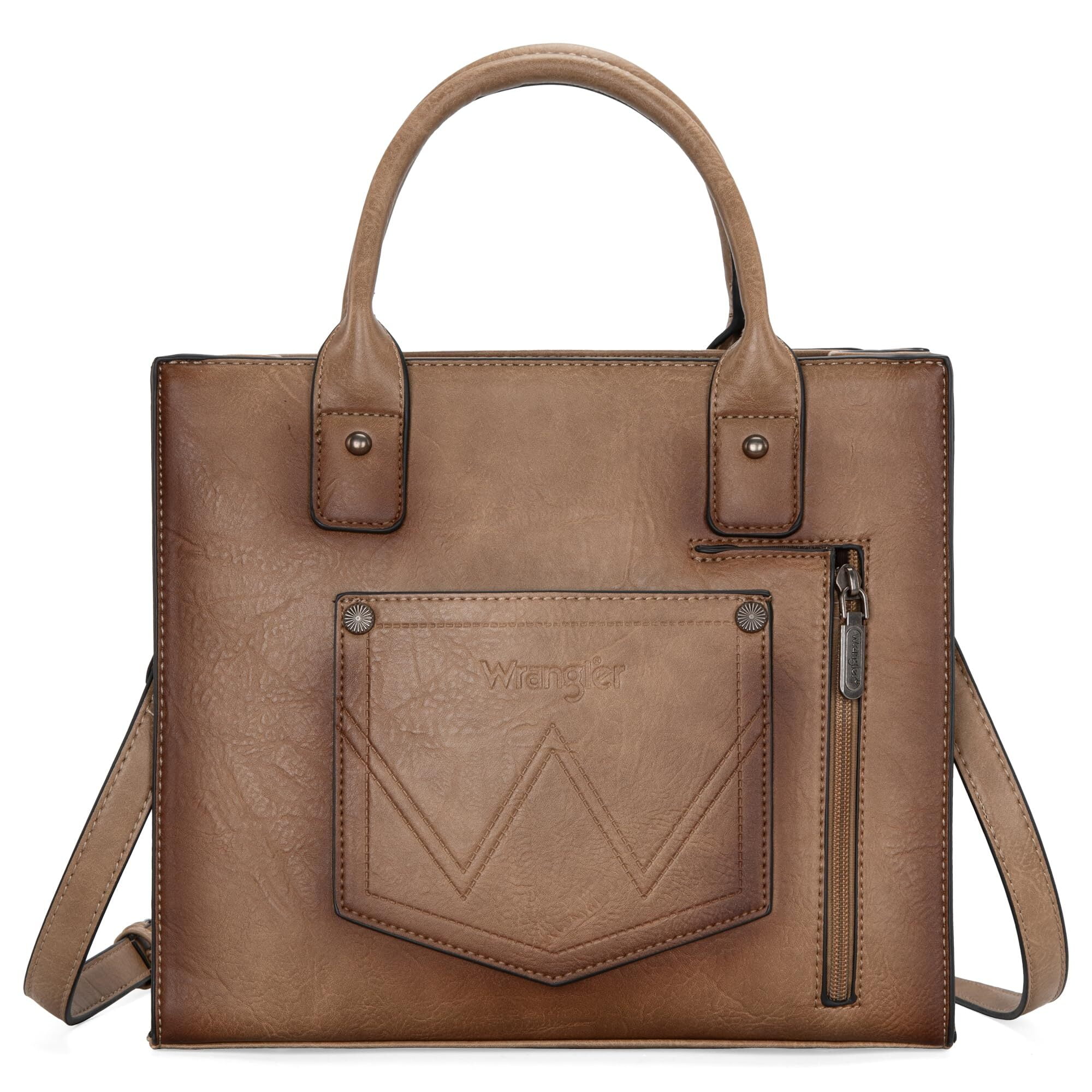 Wrangler Tote Bag for Women Western Cowhide Purse and Wallet Set, Khaki