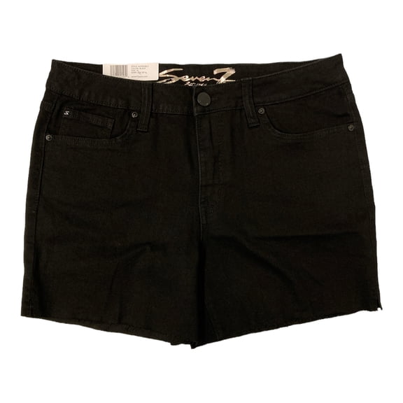 Seven7 Women's Denim Frayed Hem Slim Fit Weekend Short (Black, 16)