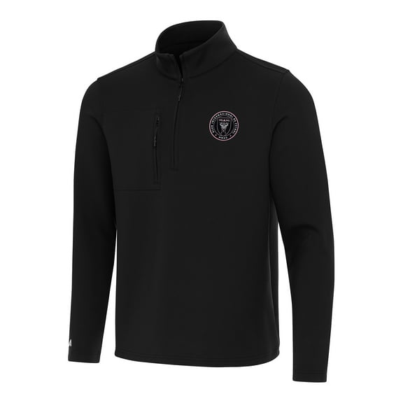 Men's Antigua Black Inter Miami CF Insider Quarter-Zip Jacket