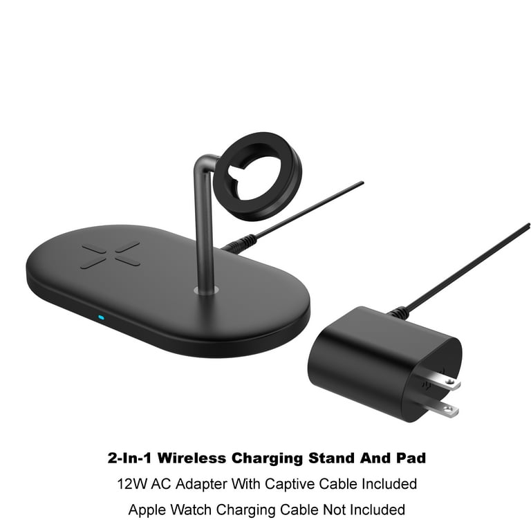 onn. 2 in 1 Wireless Charging Pad and Apple Watch Charging Holder for Apple Watch Series Wireless Charging Pad for Qi enabled device