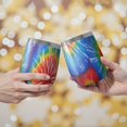 thumbnail image 2 of 12oz Stemless Wine Tumblers Colorful Tie Dye Pattern Vacuum Insulated Stainless Steel Travel Tumbler Cups Mug with Lid and Straw for Champaign,Cocktail,Beer with Cleaning Brush, 2 of 5