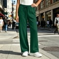 thumbnail image 2 of Axdhxbd Women's Baggy Sweatpants Elastic Waisted Drawstring Wide Leg Sweatpant Loose Casual Solid Color Sweat Pants with Pockets Green 2XL, 2 of 7
