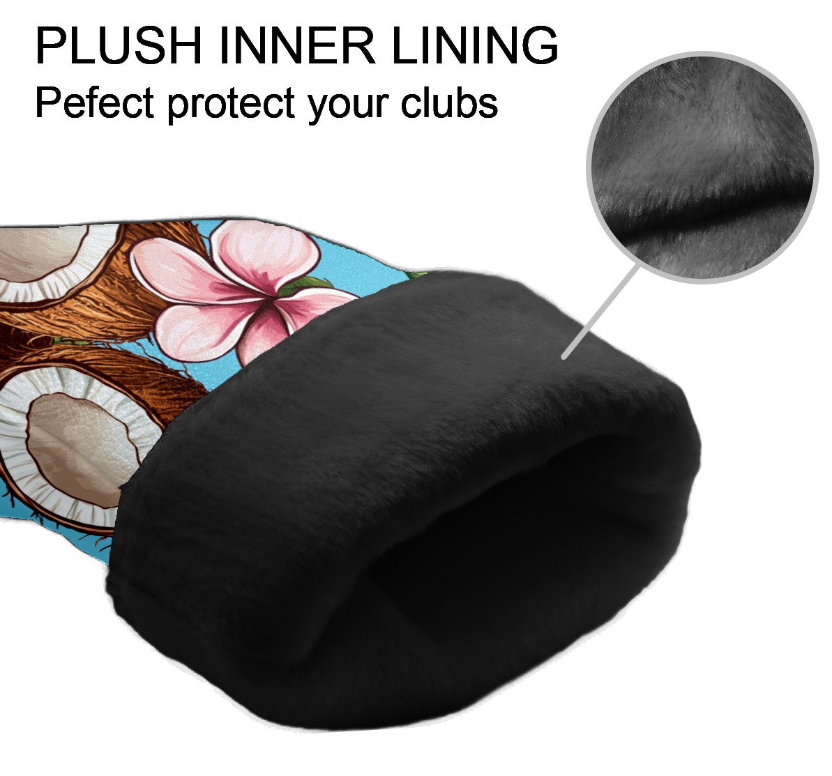 Golf Club Covers PU Leather Waterproof Head Covers for Fairway Woods Hybrids Coconut Flowers