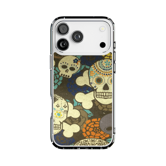 DistinctInk MagSafe Clear Case for Apple iPhone 17 Pro Max (6.9" Screen) - Sugar Skulls Green Orange - Raised Bezel Screen Guard