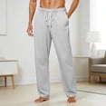 thumbnail image 2 of JAJAHO Sweatpants Mens Joggers Lightweight Athletic Pants Solid Color Comfort Relaxed Fit Drawstring Straight Leg Hiking Gym Pants With Pockets Stylish Trousers, 2 of 5