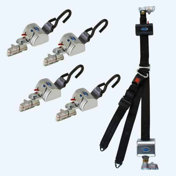 4 QRT Max Retractors with L-Track fittings; and HR131 Retractable Lap & Shoulder Belt with Retractable L-Track Height Adjuster and 131º Bracket | Q-8306-L2