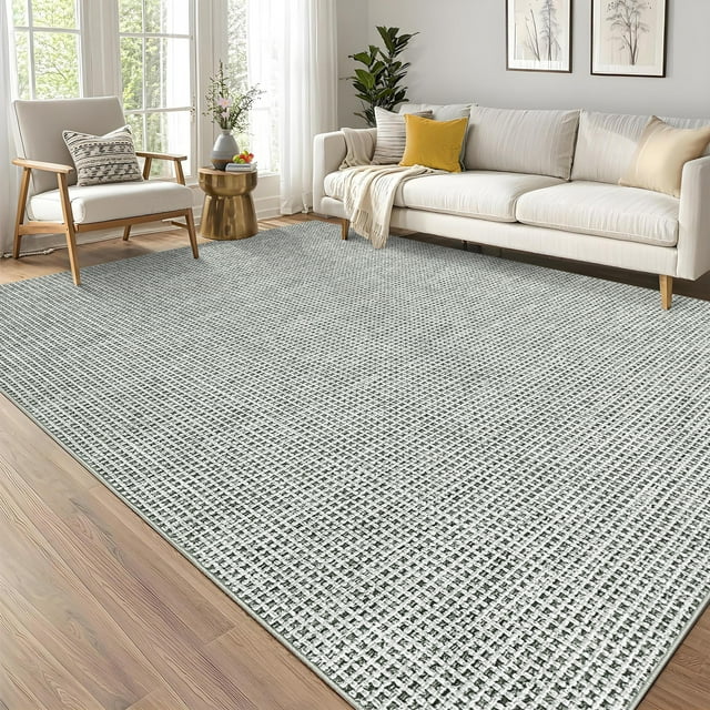 MIUUKA 5x7ft Modern Geometric Area Rug - Washable Low Pile Non-Slip Soft Carpet for Living Room, Bedroom, Nursery, Dining Room - Collapsible Mark Resistant Floor Mat,Grey