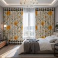 thumbnail image 2 of Spring Daisy Blackout Curtains for Bedroom/Living Room, Pinch Pleated Black Out Curtains, Country Vintage Yellow White Floral Leaf Plaid Room Darkening Window Drapes with Hooks 2 Panels, 59"x70", 2 of 8