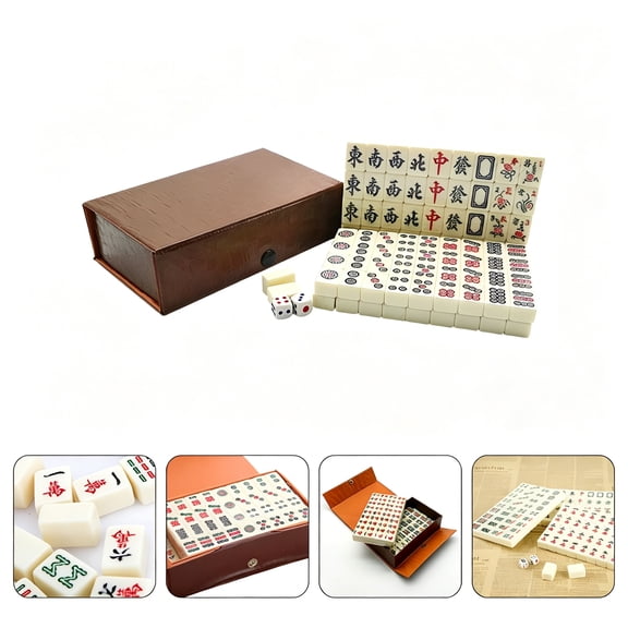 BESTSKY Portable Mahjong Game Set, Mini Acrylic Travel Board