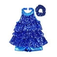 thumbnail image 3 of Venjoe Kids Girls Sparkly Sequin Dance Dress Leotard with Hair Bands Dancewear Set for Jazz Latin Royal Blue 4, 3 of 7