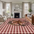 thumbnail image 4 of 6x9 Washable Area Rug, Farmhouse Country Non-Slip Large Rectangle Rug for Living Room Dining Room, Star Bless This Home Red Buffalo Plaid Indoor Floor Mat for Home Decor, 4 of 9