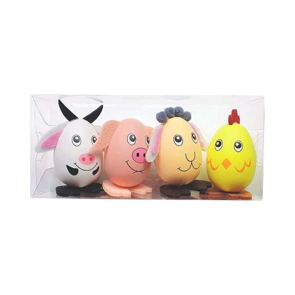 HuiXinOu 4pcs Plastic Easter Pet Ornaments Decorative Figurines for Home Office Tabletop Easter Holiday Decor