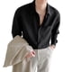 thumbnail image 1 of Camisa de manga larga para hombre, camisa informal con cuello vuelto y botones de mezcla de algodón para primavera y otoño, 1 of 8