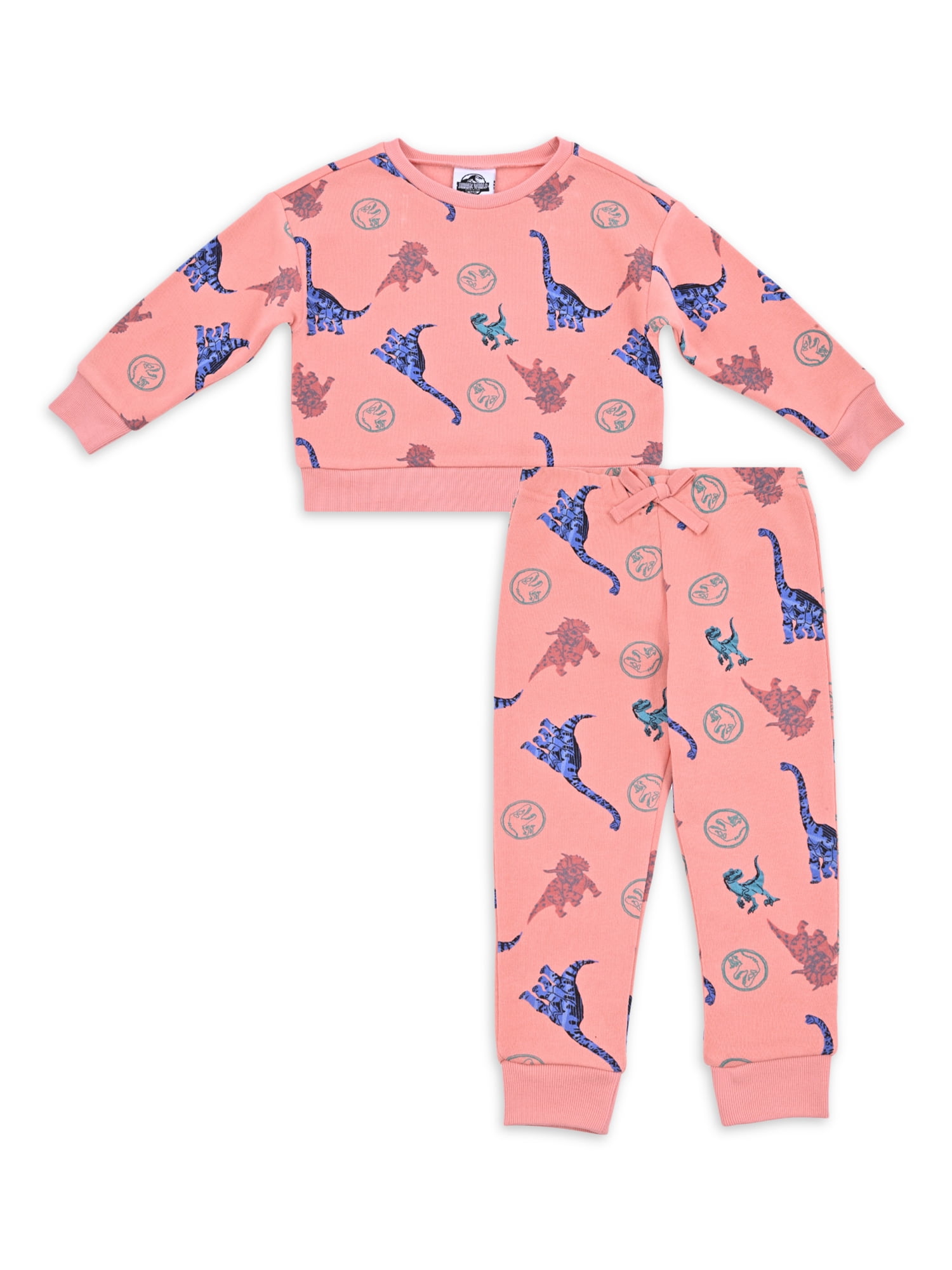 Jurassic World Baby and Toddler Girl Jogger Pant and Crew Neck, 2 Piece Outfit Set, 12 Months-5T