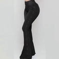 thumbnail image 4 of Plus Size Casual Jeans, Women's Plus Solid Button Fly High Rise High Stretch Button Decor Bootcut Jeans, 4 of 4