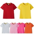 thumbnail image 2 of MXIEZI Kids Toddler Cotton T-Shirt Summer Crewneck Tees Solid Colour Short-Sleeved Shirt Tops for 1-12T Boys Girls, 2 of 9