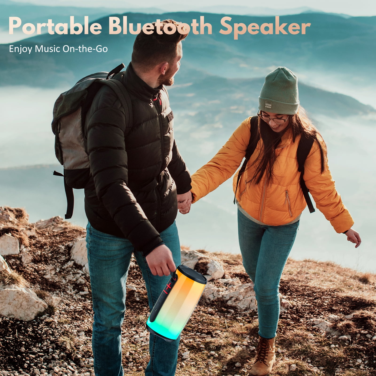 FanFun Portable Speaker, Bluetooth Speaker with Lights, Outdoor Speakers with Deep Bass, Outdoor Powerful Speakers, Waterproof Speaker, D21
