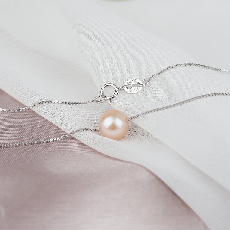 Anavia Christmas Thank you Gifts Sterling Silver Pearl Necklace for Mom  from Son, Christmas Gift for Wife from Husband-[White Pearl + Silver Chain]