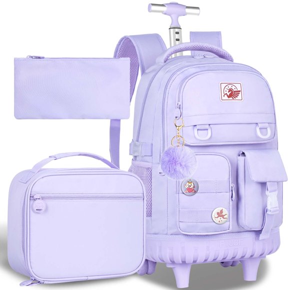 Mochila enrollable CCJPX para niñas y mujeres de 21 pulgadas, color morado