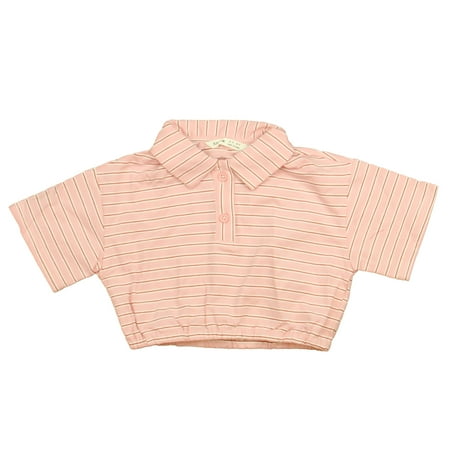 

Pre-owned Shein Girls Pink Stripe Polo Shirt size: 2T
