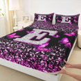 thumbnail image 3 of Feelyou Initial E Letter Queen Sheet Sets, Sequin Print Monogrammed Flat Sheet, Romantic Pink Butterfly Queen Fitted Sheet, Lightweight Room Decor, 4 Pieces, 3 of 7