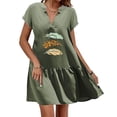 thumbnail image 2 of Vestido de falda corta de lino y algodón con estampado de manga corta y cuello en V de moda sexy informal para mujer Pompotops ghjkhdj17313, 2 of 8