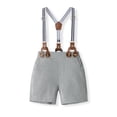 thumbnail image 5 of Wxirdiow Toddler Suit for Boys Baby Boy Clothes Suits Infant Tuxedo Gentleman Dress Shirt with Bowtie Beret Suspender Shorts Outfit Sets Grey Size,6-9 Months, 5 of 8